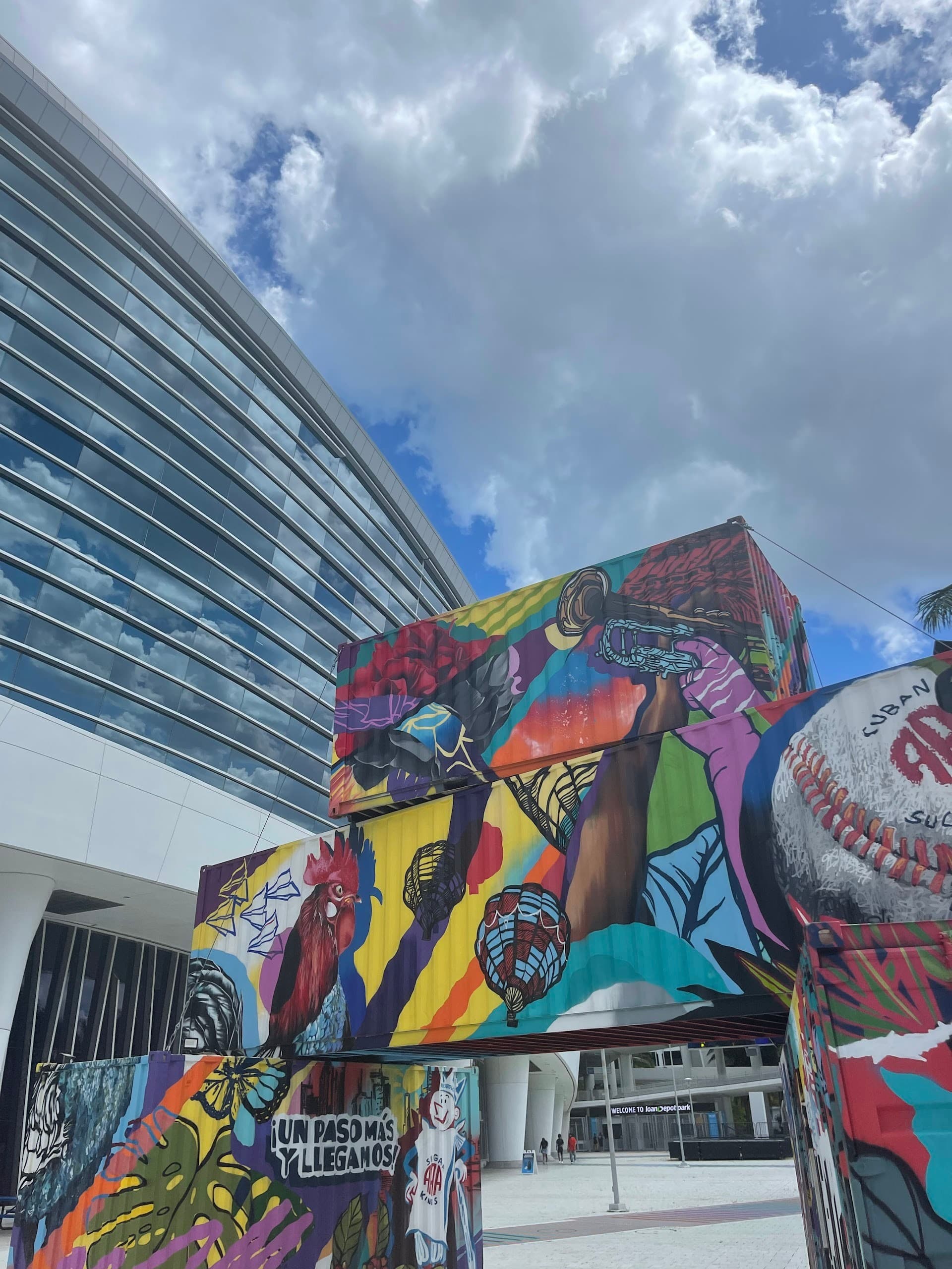 Colorful mural at LoanDepot Park in Miami
