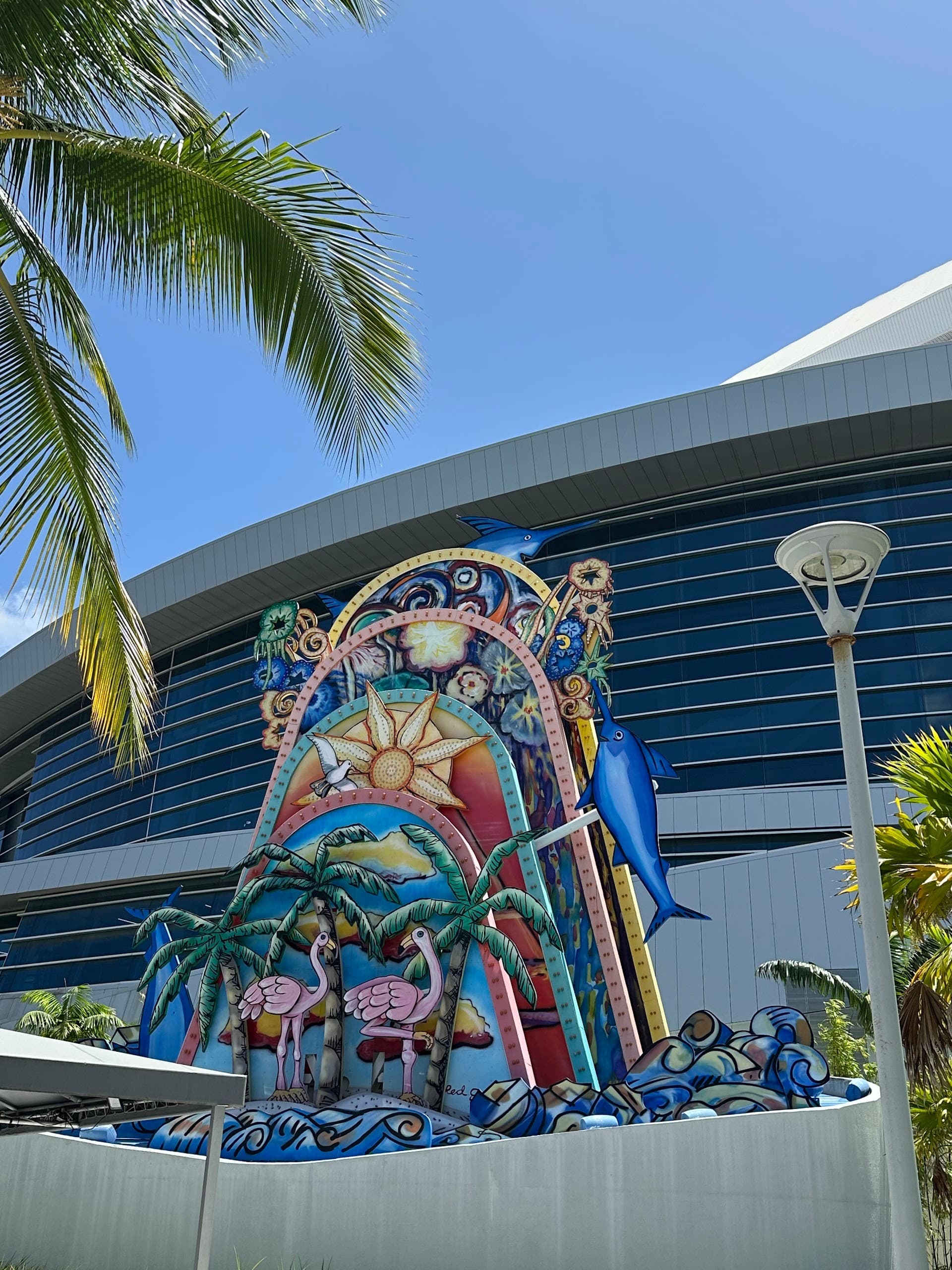 LoanDepot Park exterior art display in Miami