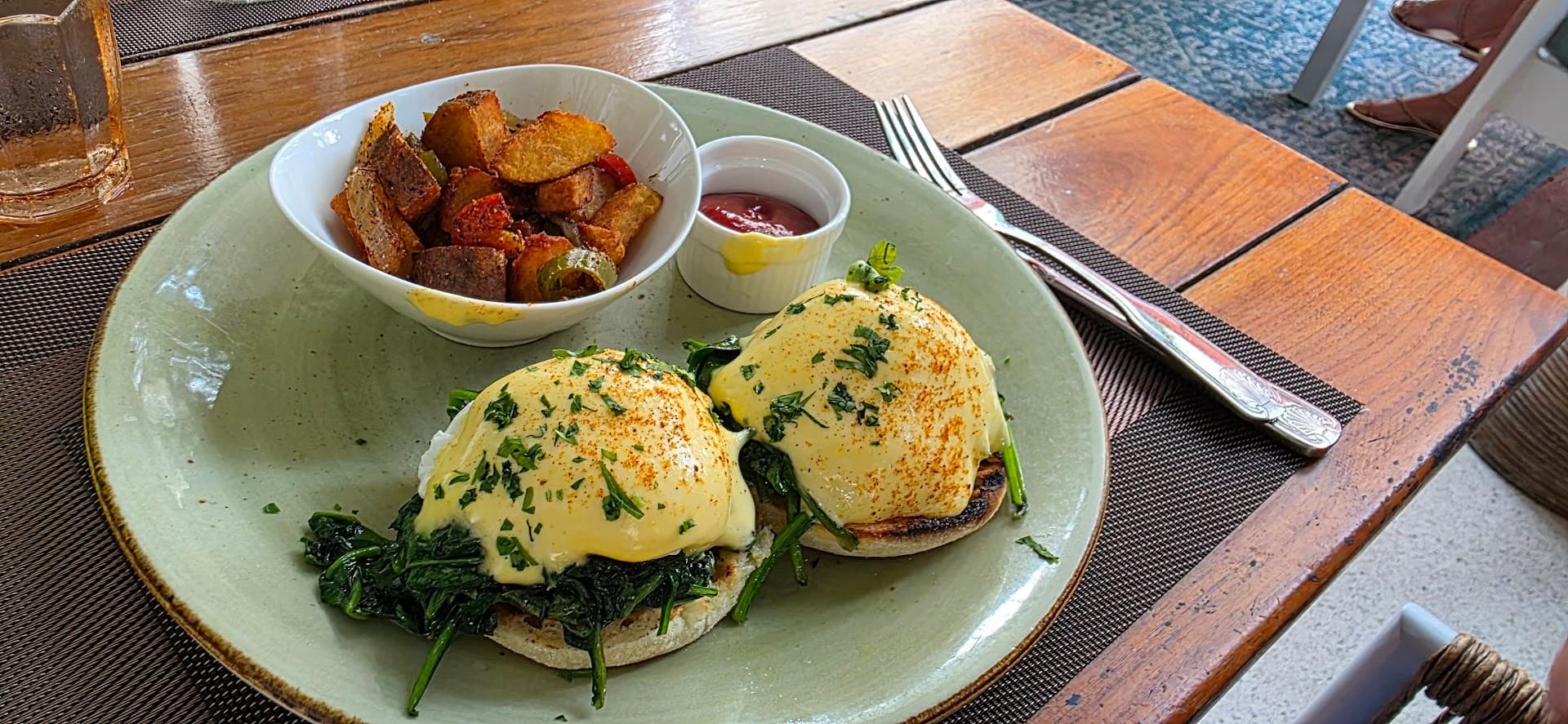Eggs Benedict with spinach at Local House Miami Beach