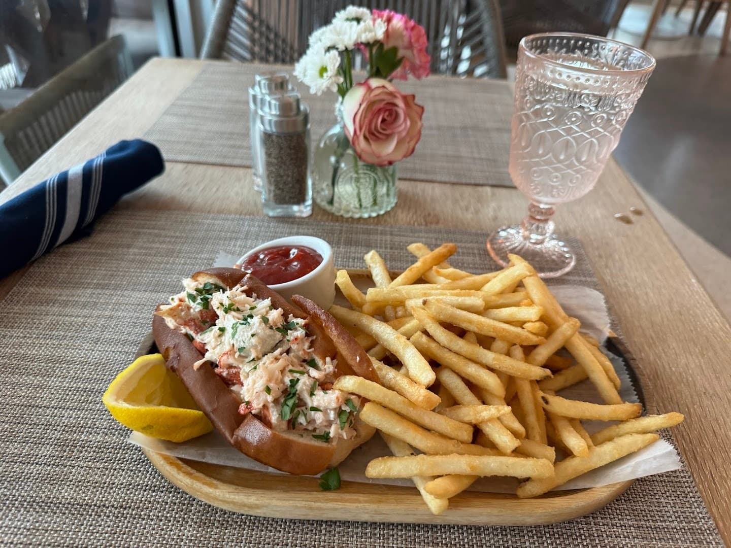 Lobster roll and fries at Local House Miami Beach
