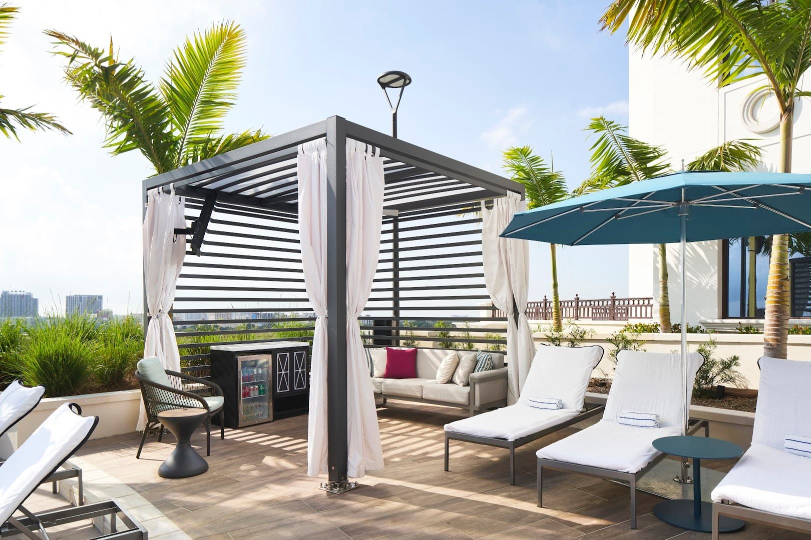 Rooftop lounge area at Loews Coral Gables Hotel