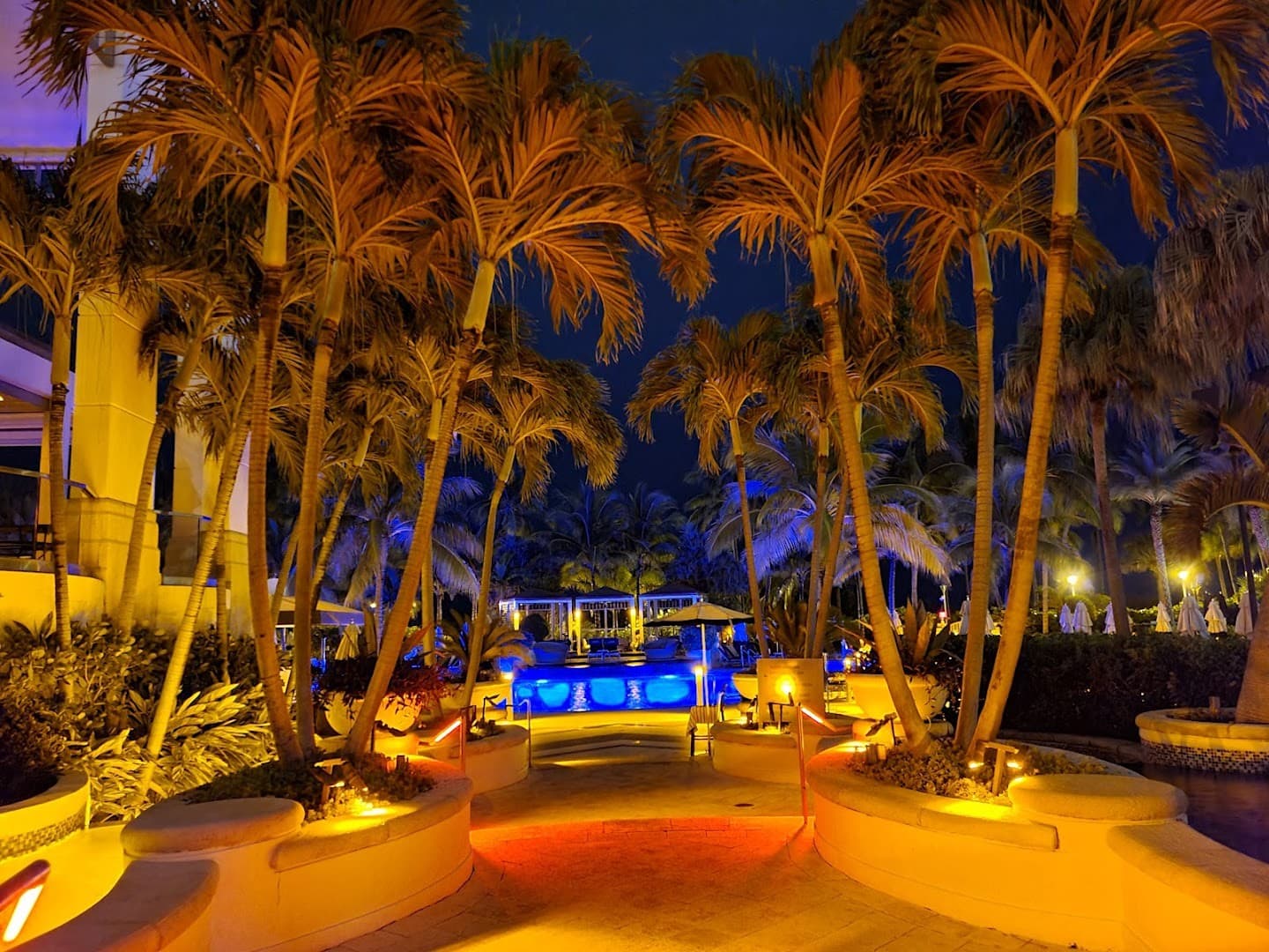 Loews Miami Beach Hotel pool area at night