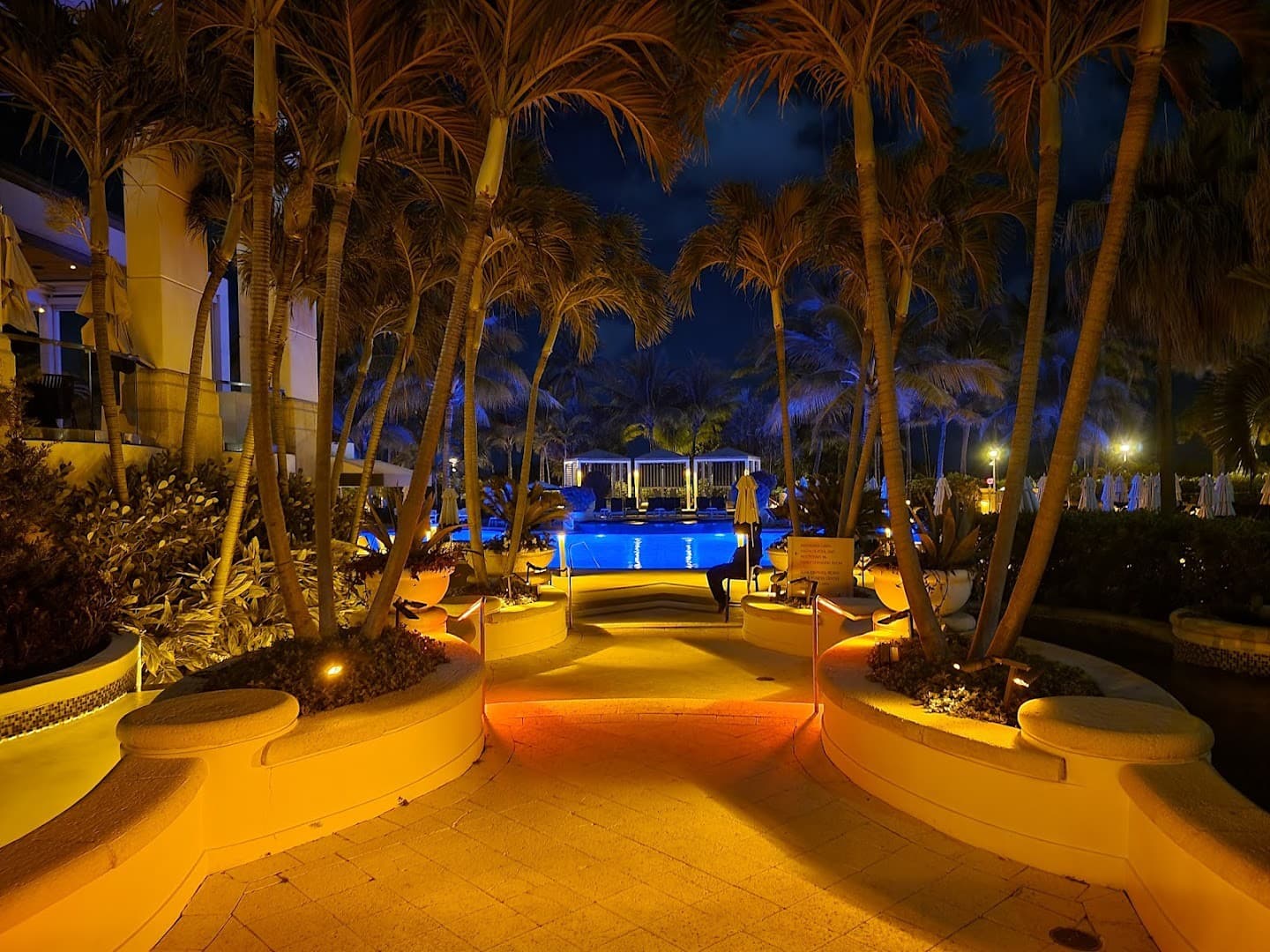 Loews Miami Beach Hotel pool area at night