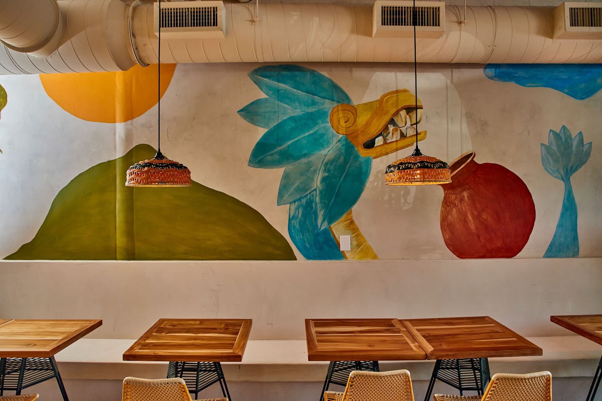 Colorful mural at Los Félix Miami restaurant