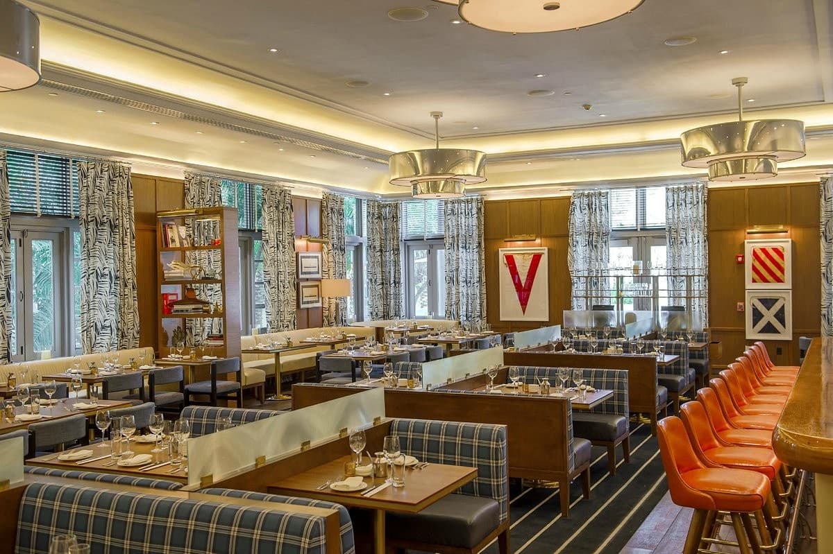 Elegant interior of Lure Fishbar in Miami Beach
