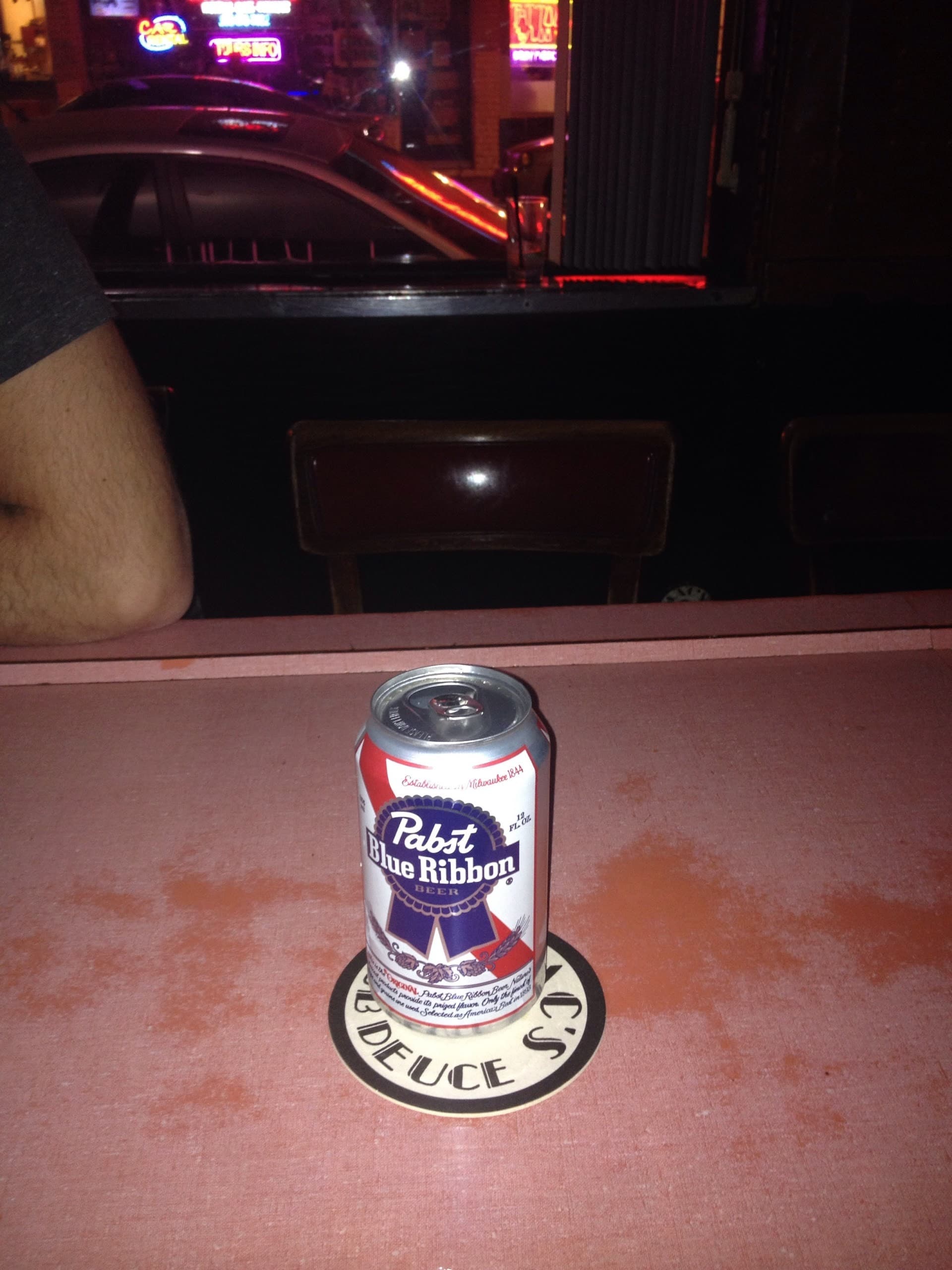 Pabst Blue Ribbon can at Mac's Club Deuce in Miami Beach