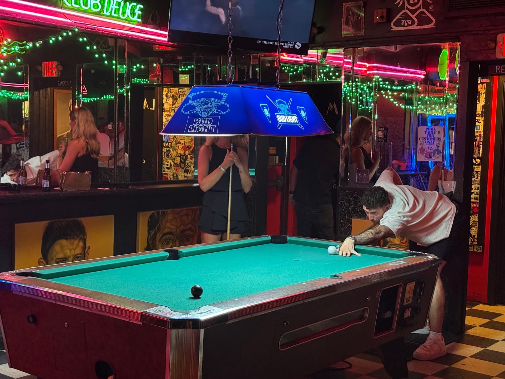 Pool table at Mac's Club Deuce in Miami Beach