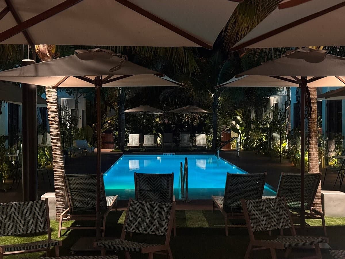 Maison Felix hotel pool at night in Miami Beach