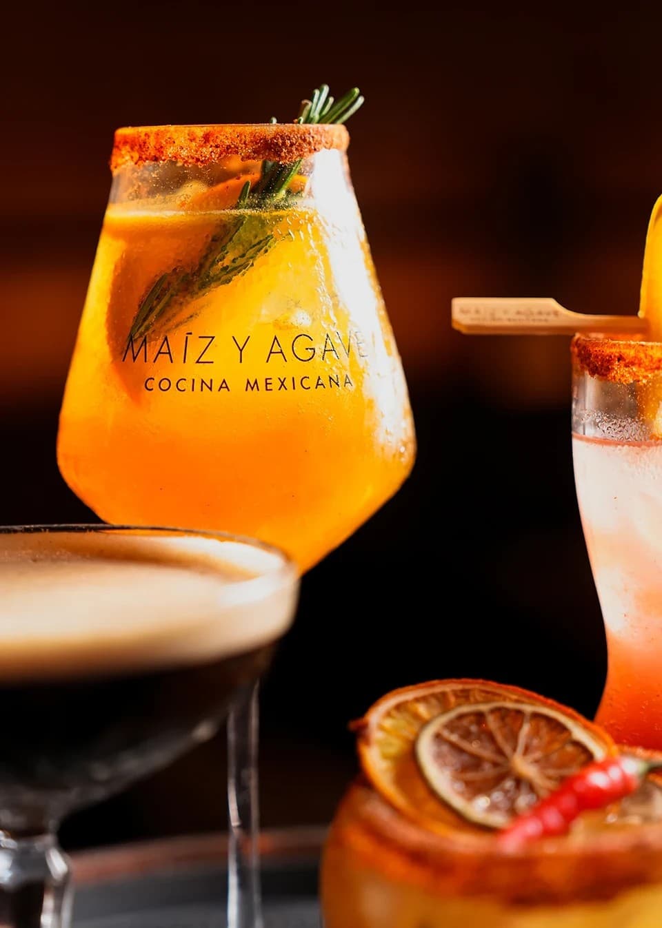 Colorful cocktails at Maíz y Agave in Miami
