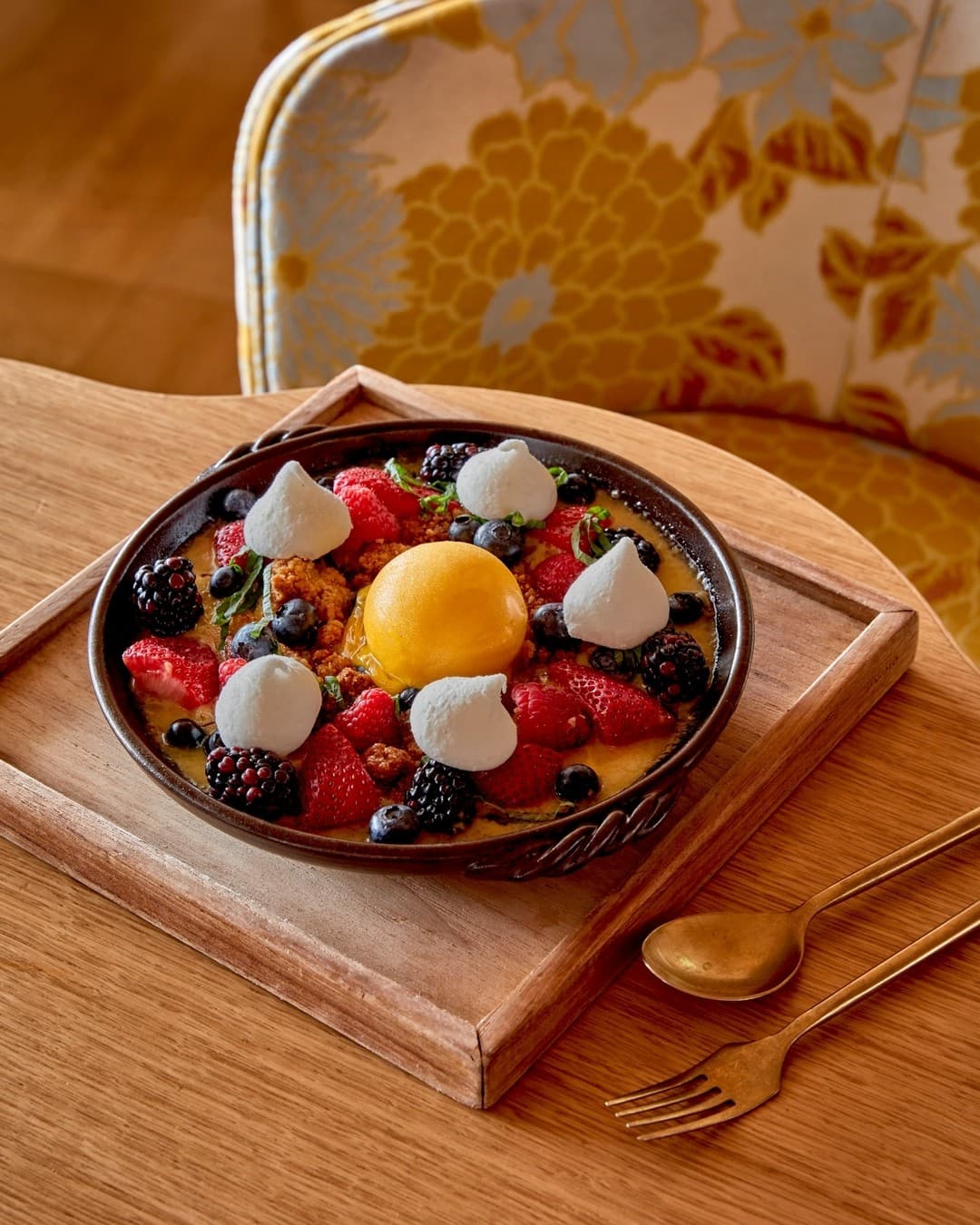 Dessert at Makoto in Miami Beach with berries and sorbet