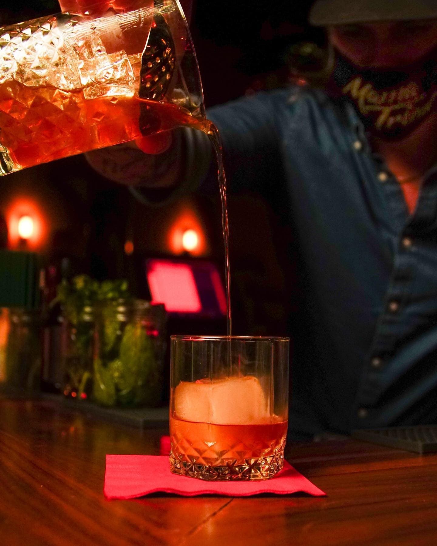 Cocktail being poured at Mama Tried in Miami