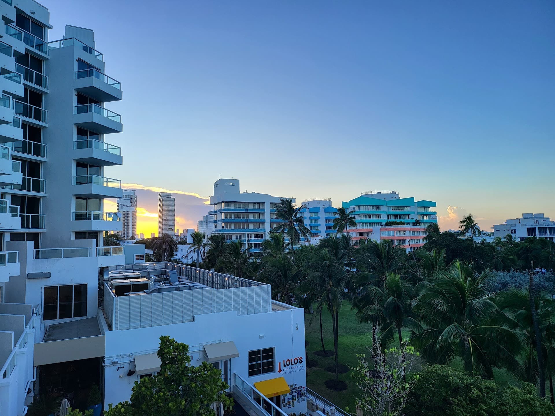 Scenic sunset view from Marriott Stanton South Beach, Miami Beach
