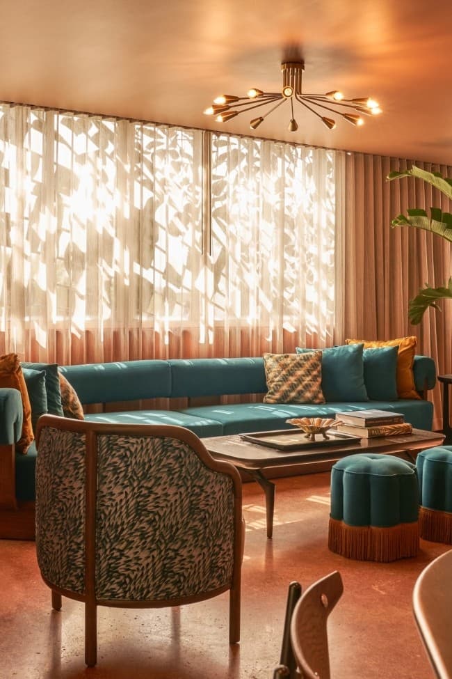Stylish lobby at Mayfair House Hotel & Garden in Miami