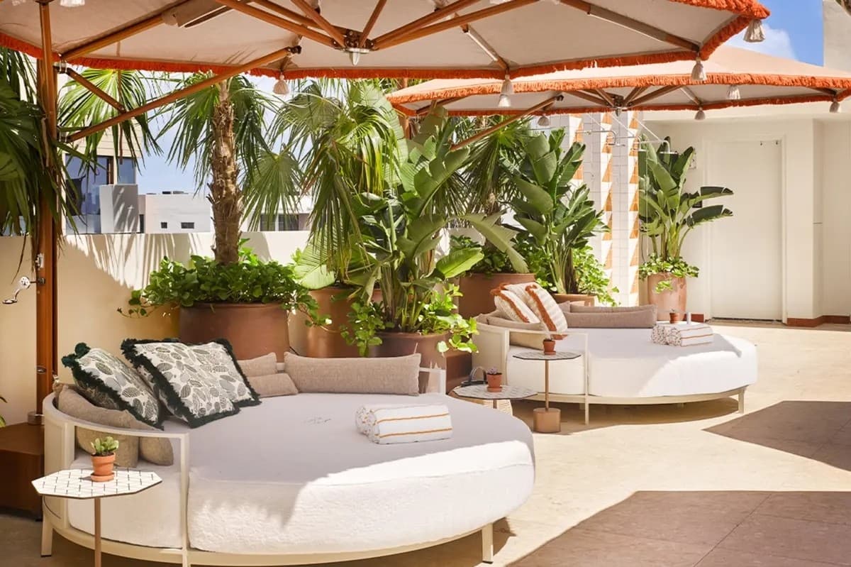 Rooftop lounge area at Mayfair House Hotel & Garden Miami