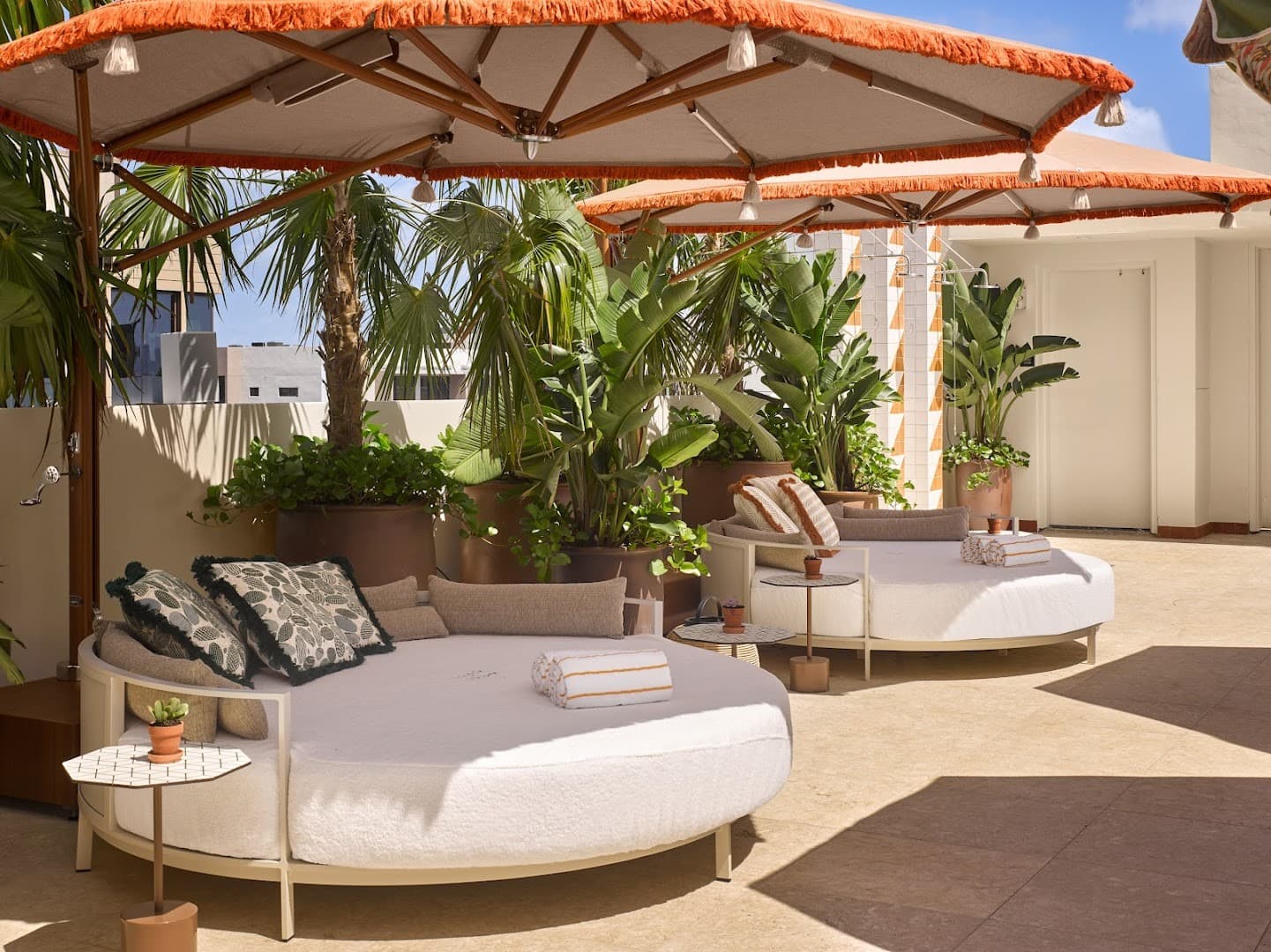 Rooftop lounging area at Mayfair House Hotel & Garden, Miami