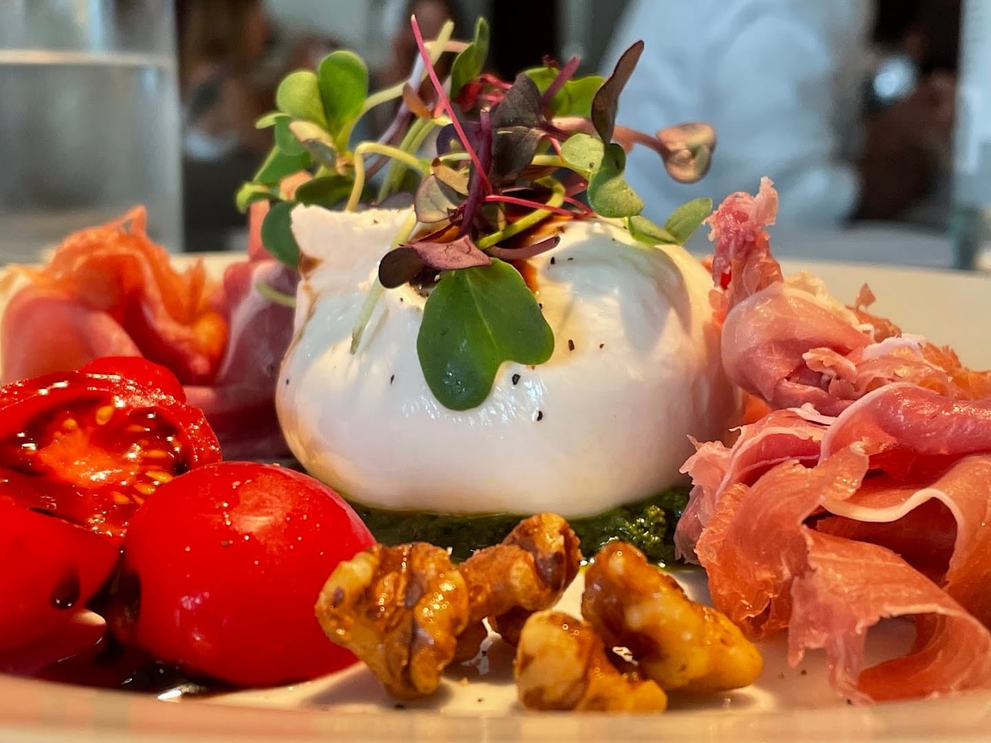 Burrata dish at MC Kitchen in Miami
