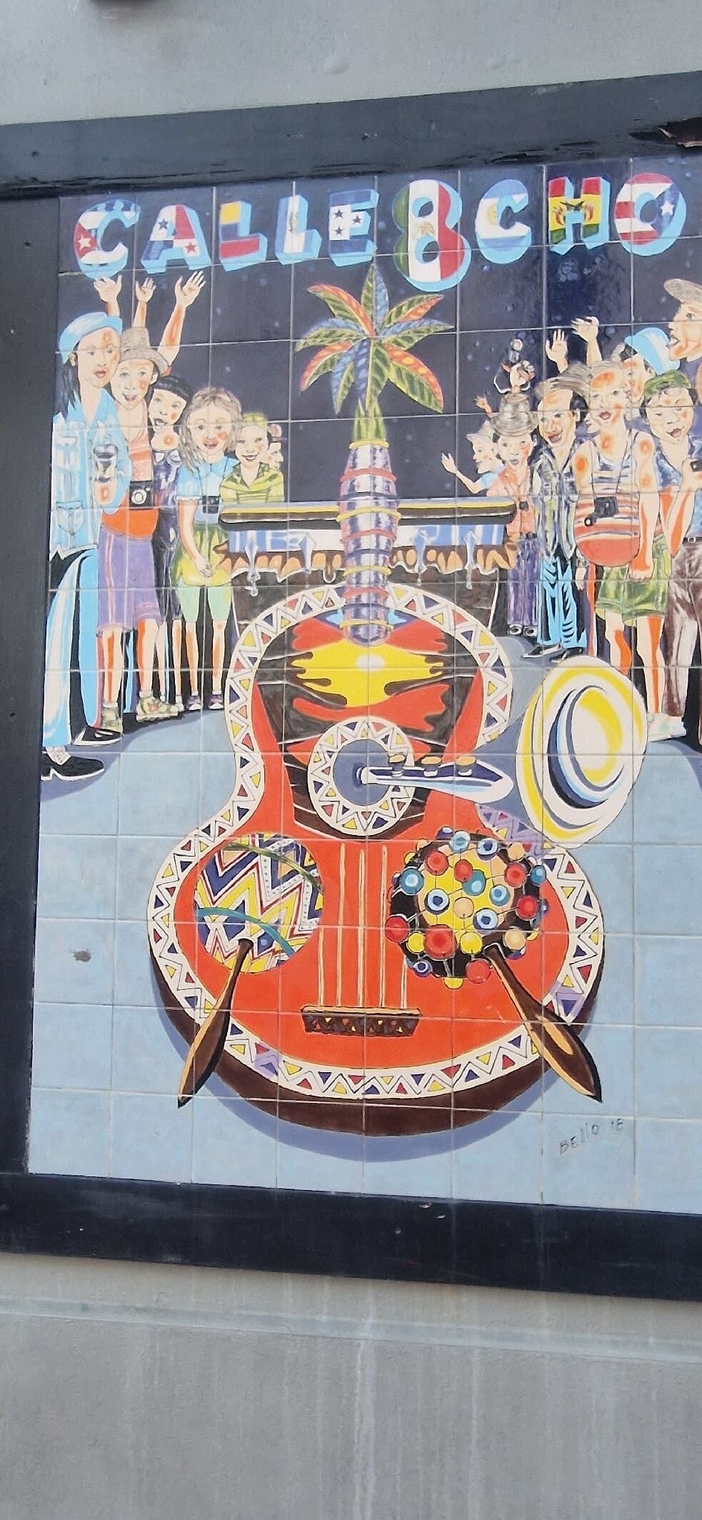 Colorful mural depicting Miami culture and music