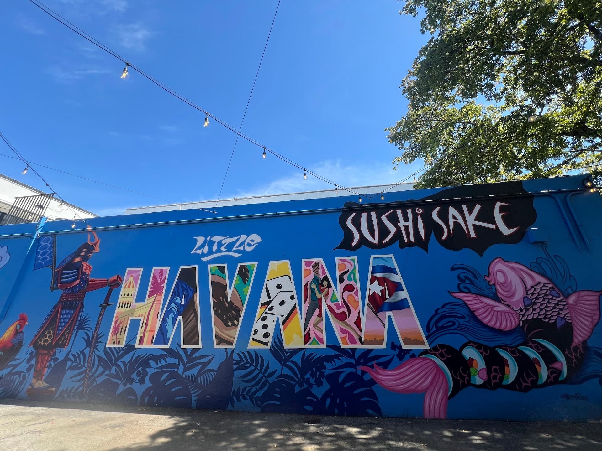 Colorful mural at Little Havana Sushi Sake in Miami Beach