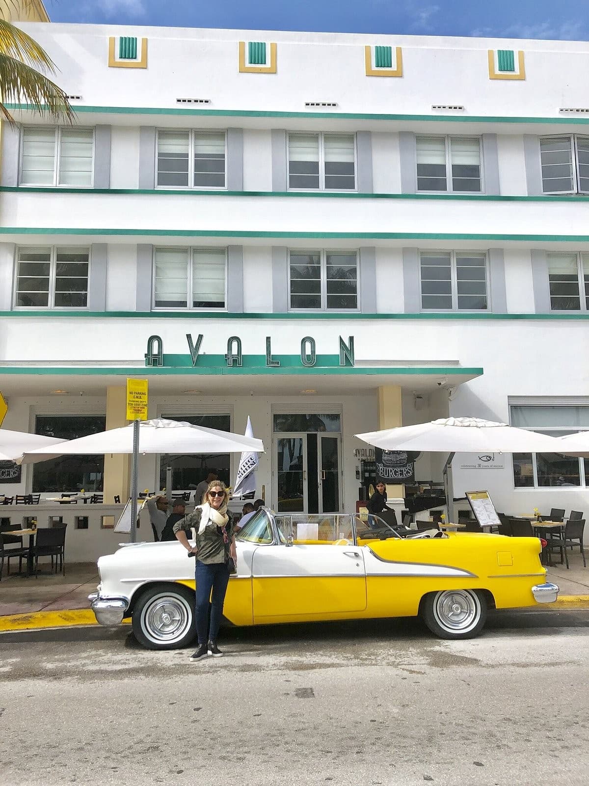 Historic Avalon Hotel with classic car in Miami Beach
