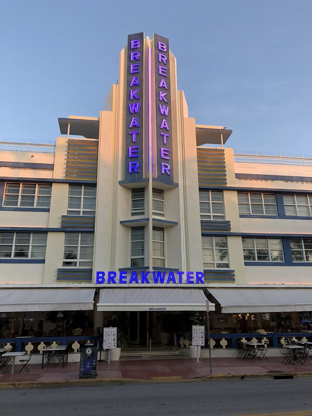 Breakwater Hotel exterior in Miami Beach