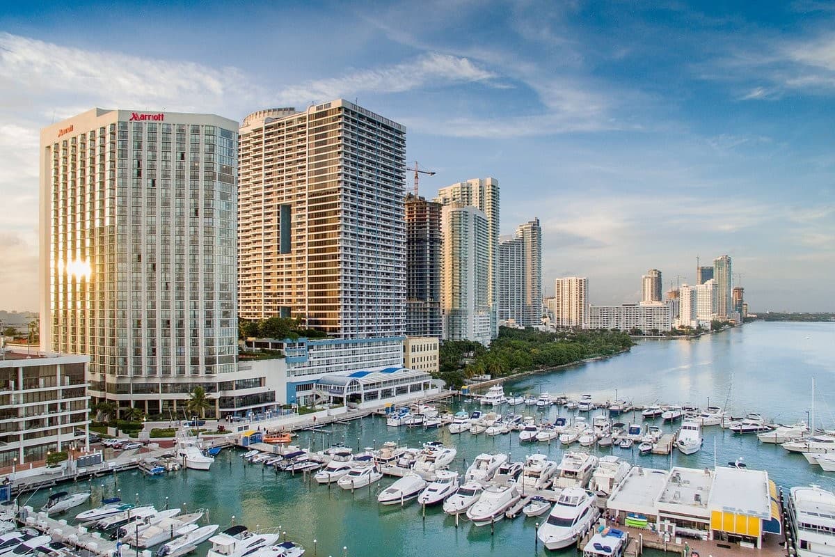Scenic view of Miami Marriott Biscayne Bay and marina