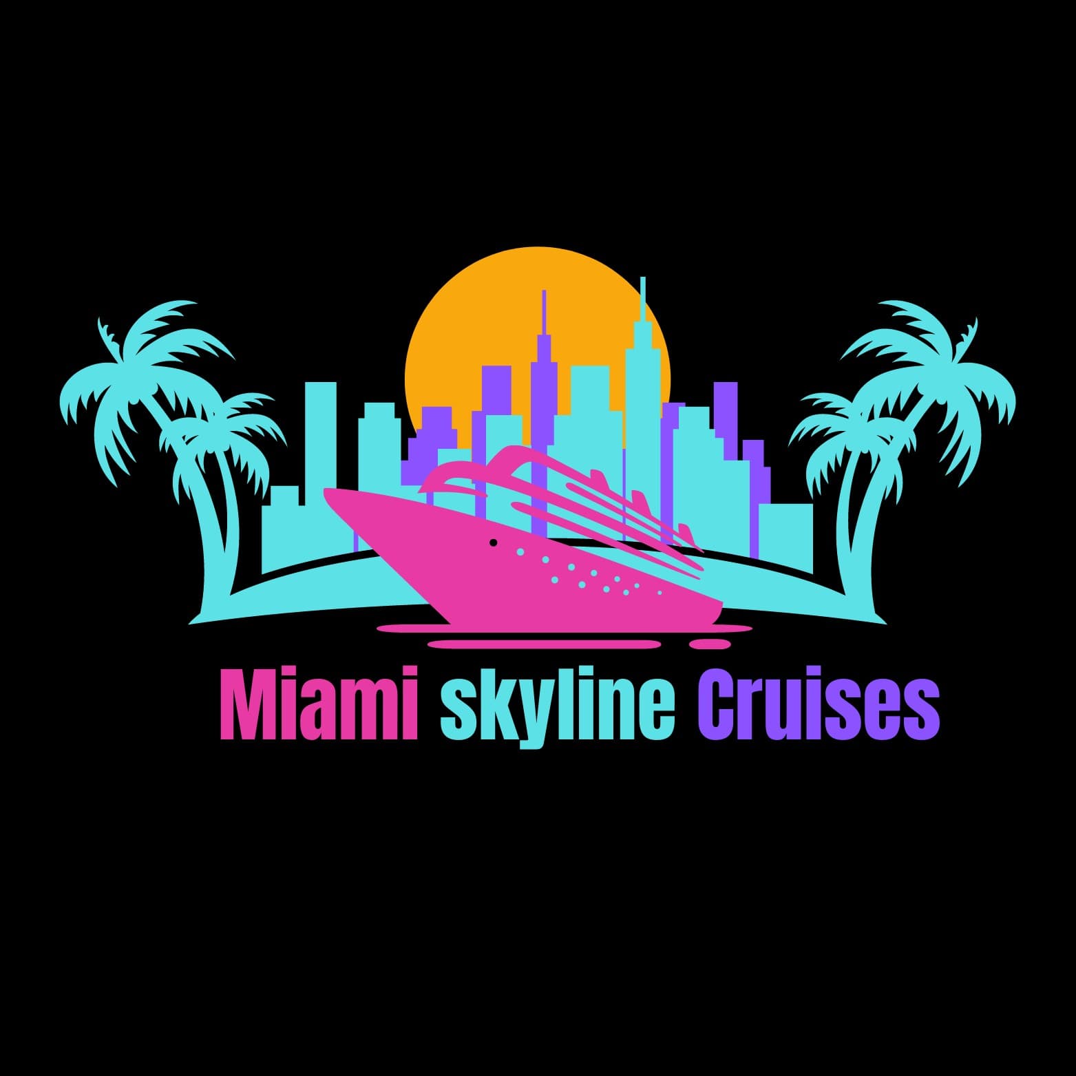 Miami Skyline Cruises logo featuring vibrant colors and skyline