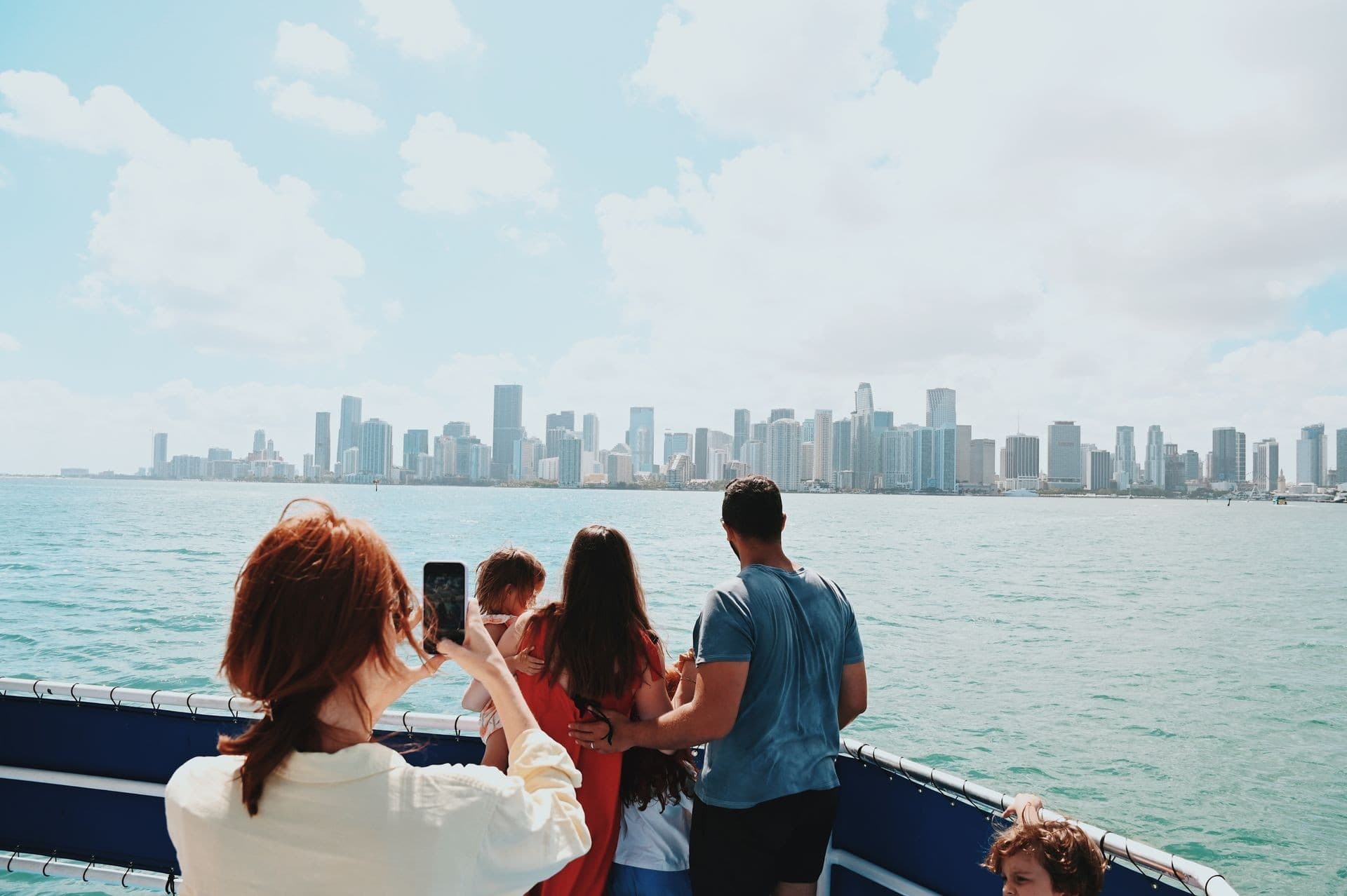 Miami skyline from a cruise with family