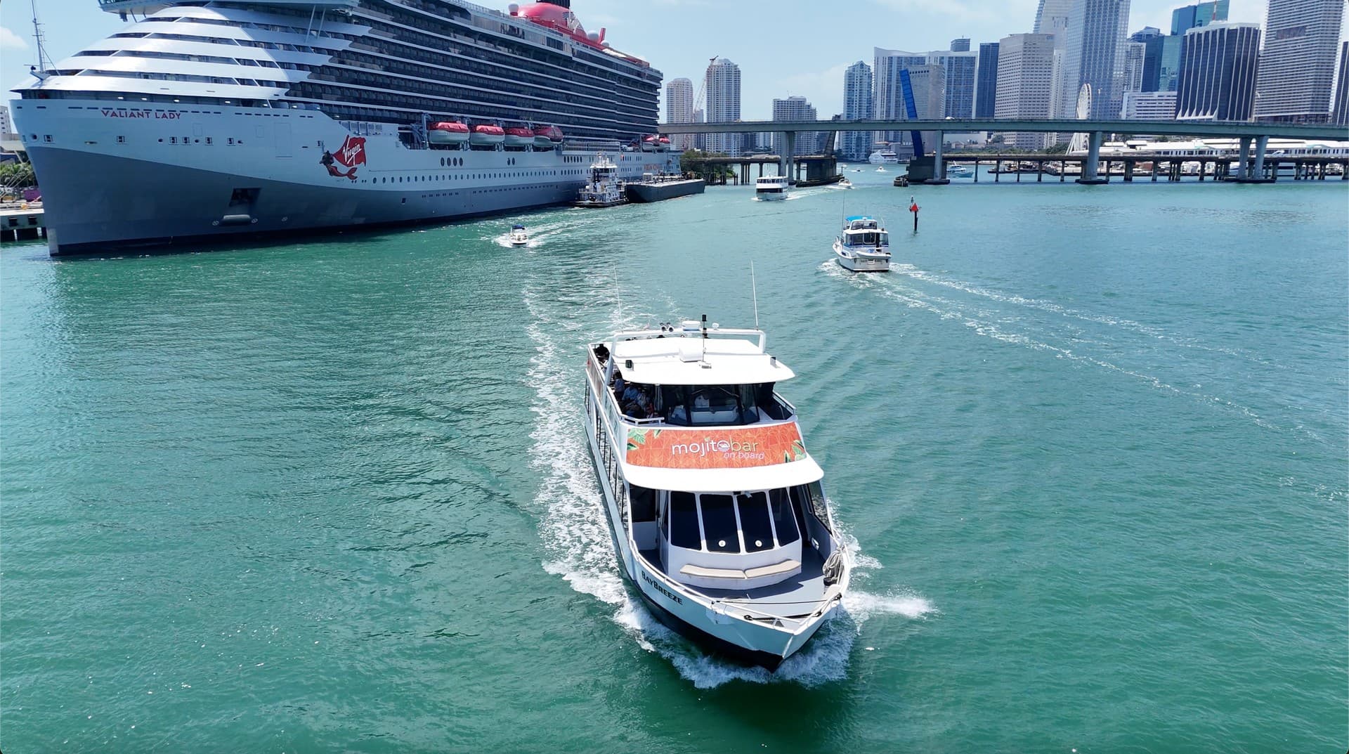 Miami Skyline Cruises with boats and skyline