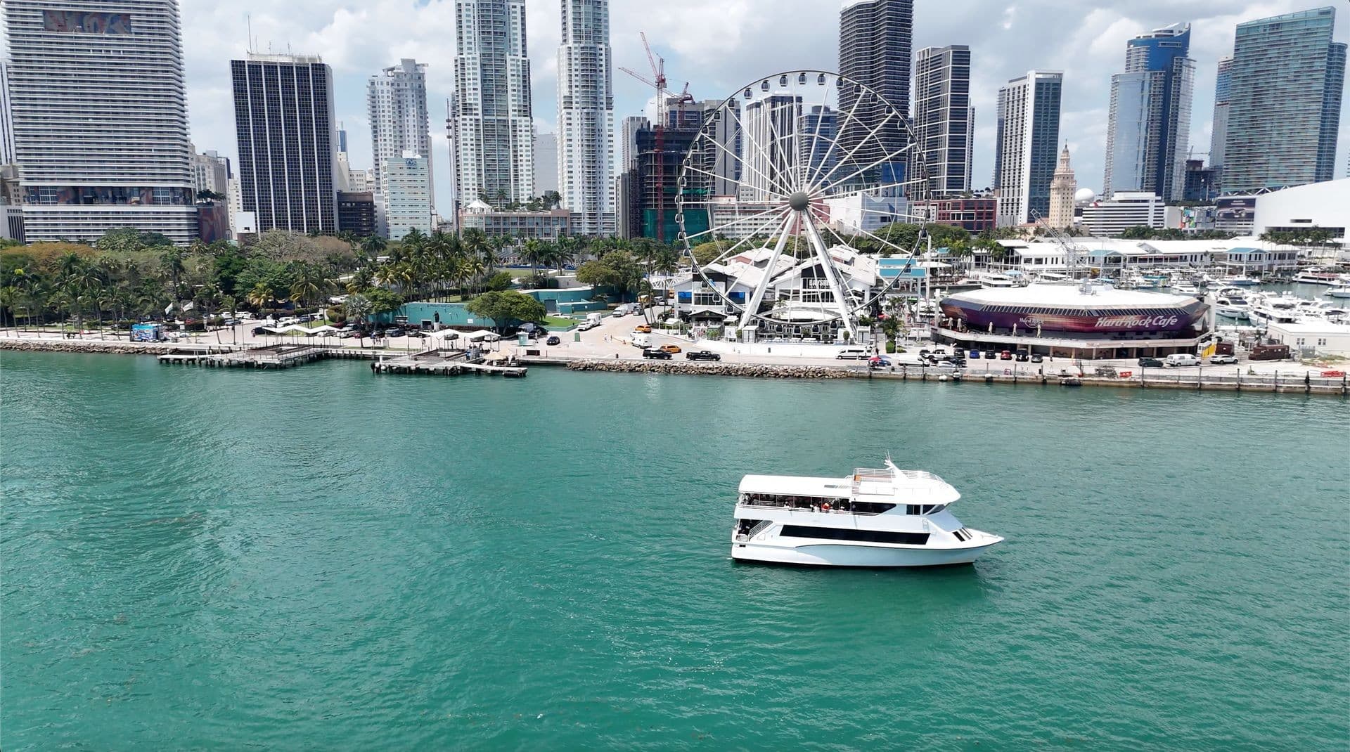 Miami Skyline Cruises view with ferris wheel and skyline