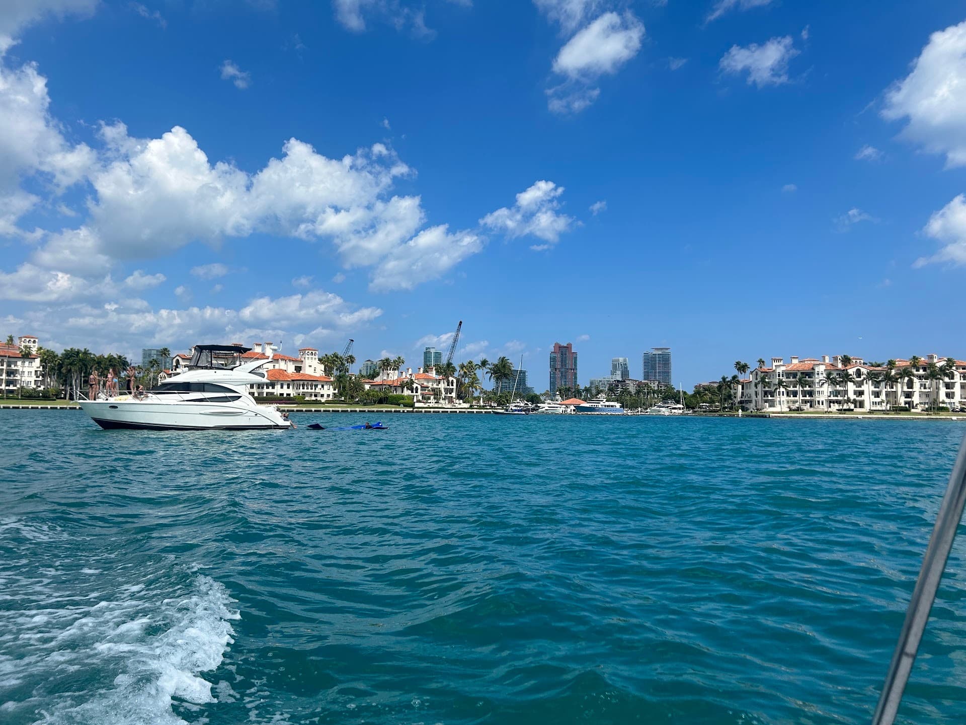 Scenic view of Miami Beach with yacht