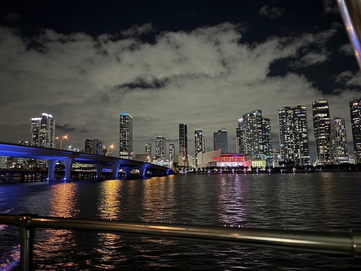 Miami Yacht Adventures night skyline view