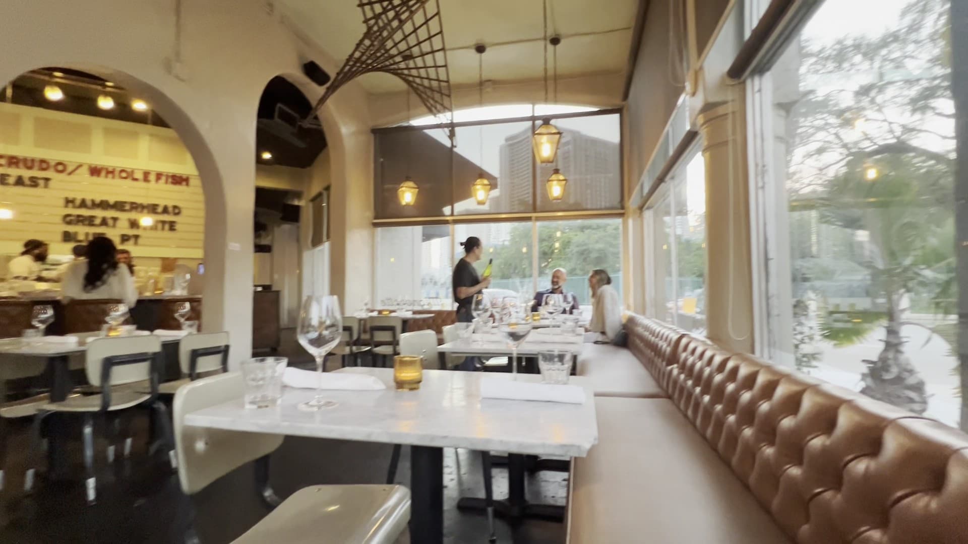 Mignonette Downtown interior dining scene Miami