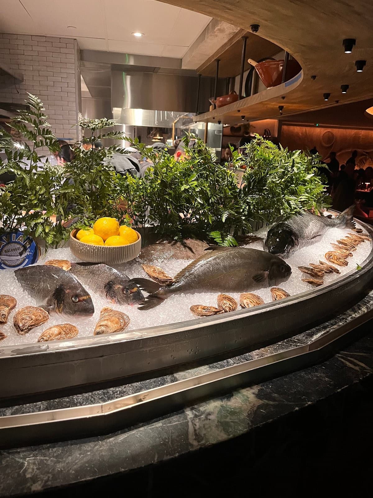 Fresh seafood display at MILA Omakase in Miami Beach