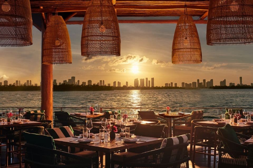 Beautiful sunset view from Mondrian South Beach Miami, Miami Beach
