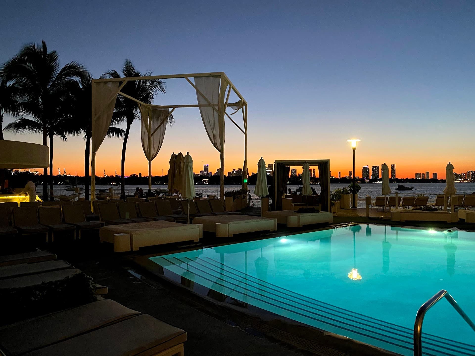 Beautiful evening ambiance at Mondrian South Beach Miami