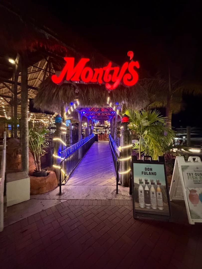 Monty's Coconut Grove entrance at night in Miami
