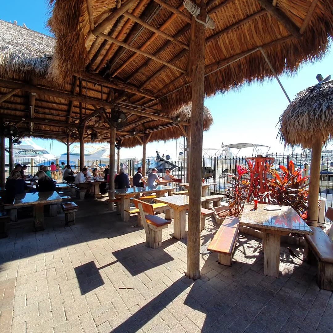 Outdoor patio seating at Monty's Coconut Grove in Miami
