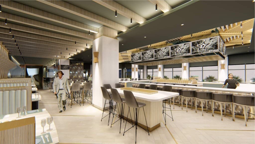 Moxies Miami Restaurant interior design with bar area