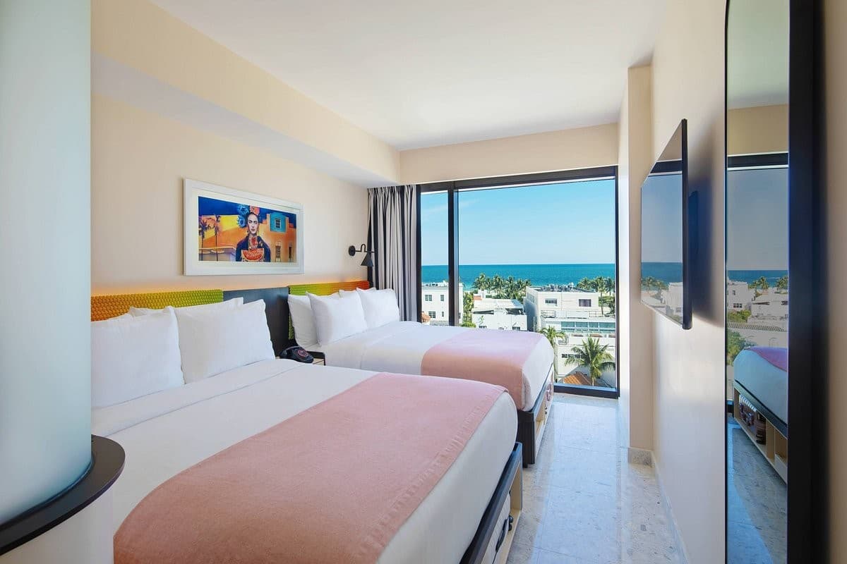 Moxy Miami South Beach hotel room with ocean view