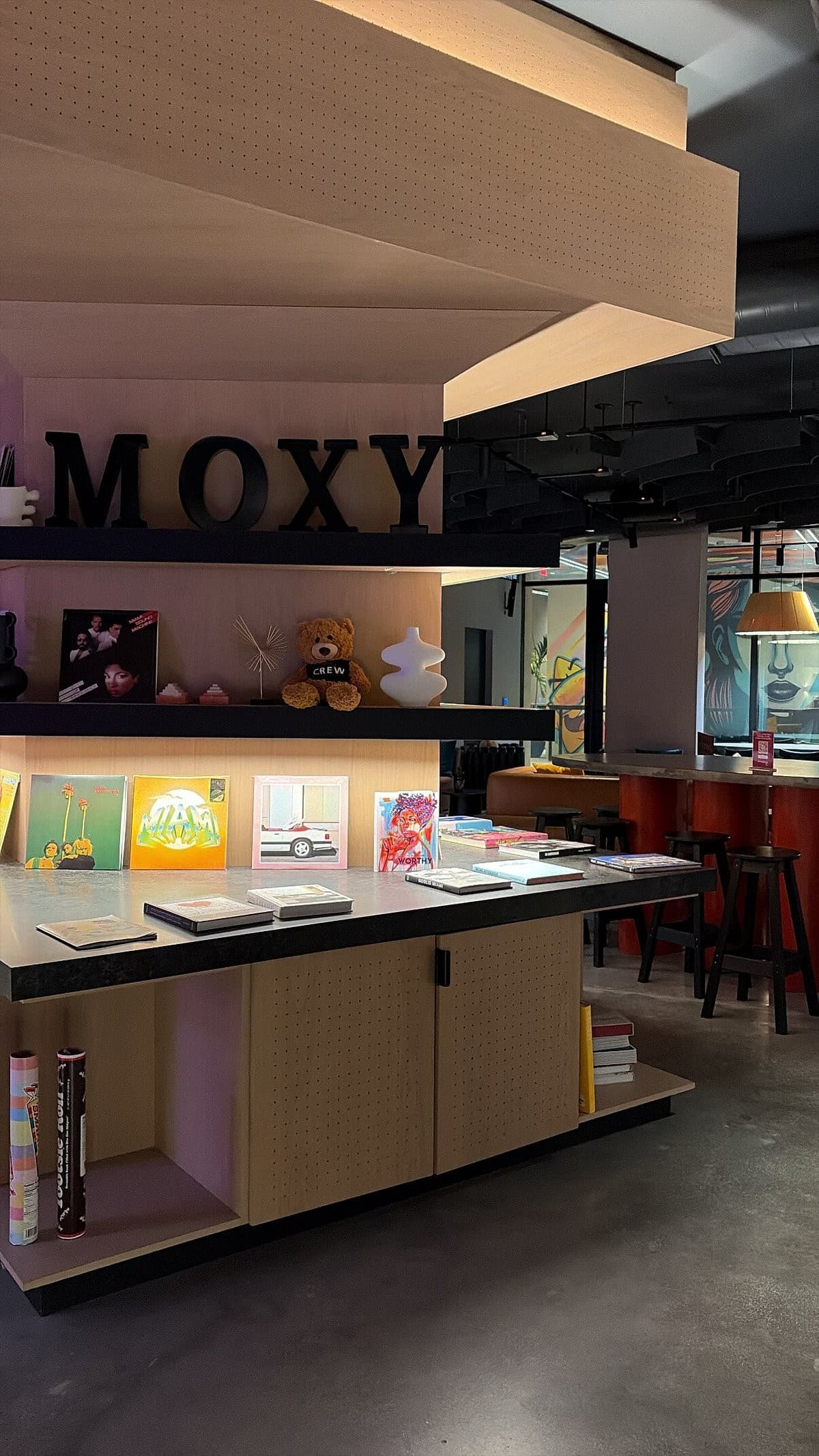 Moxy Miami Wynwood hotel lobby and decor