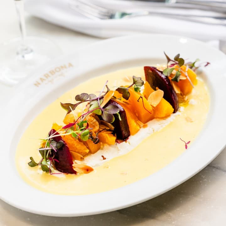 Narbona Coconut Grove dish with vibrant presentation