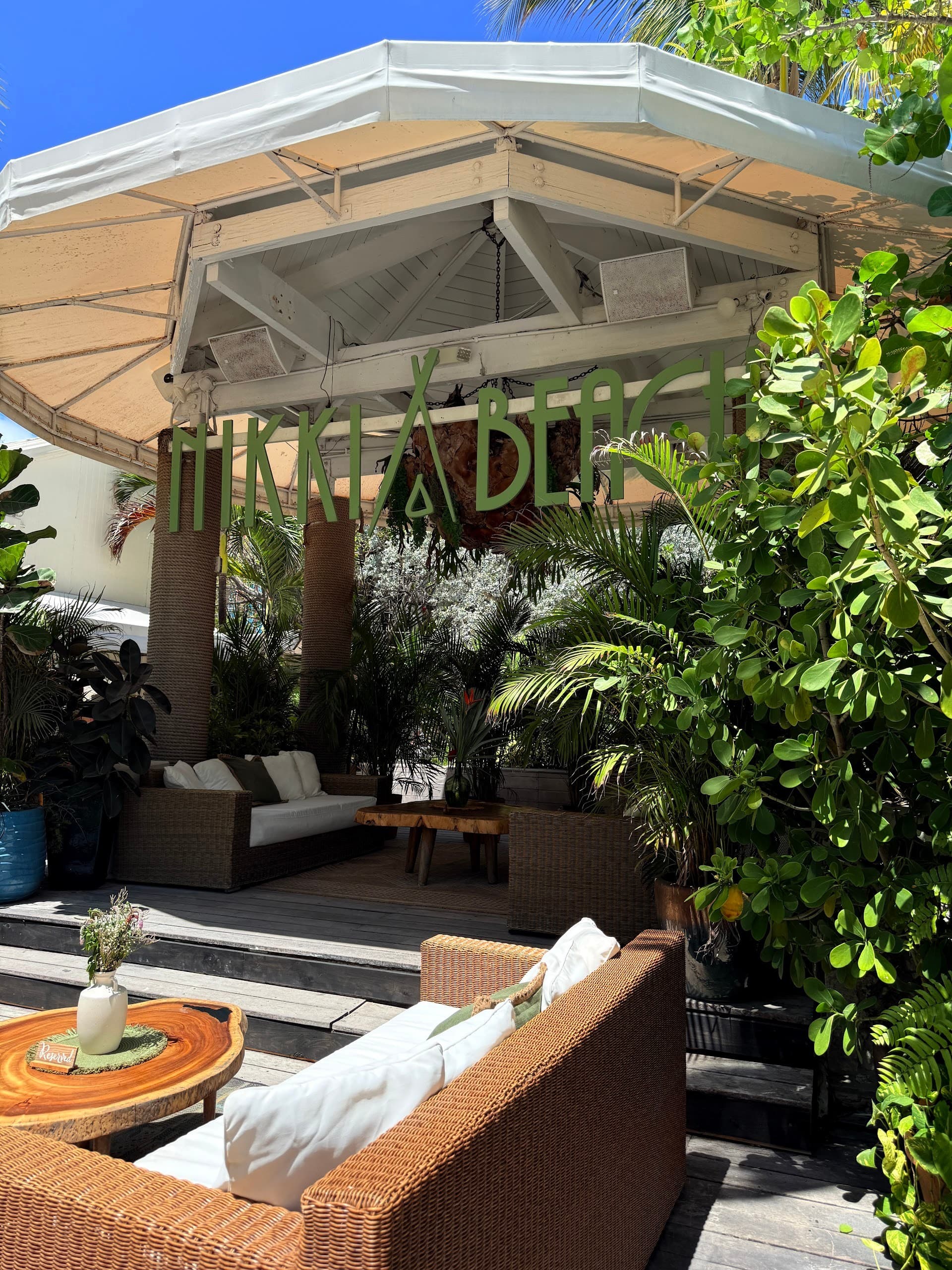 Nikki Beach Miami Beach entrance with tropical decor