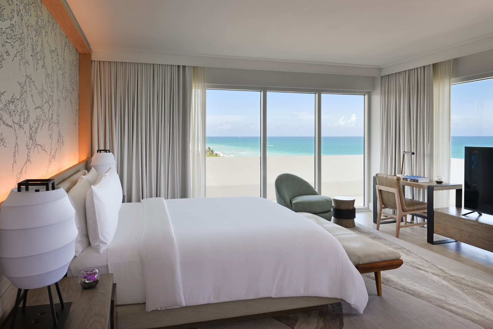 Guest room in Nobu Hotel Miami Beach with ocean view