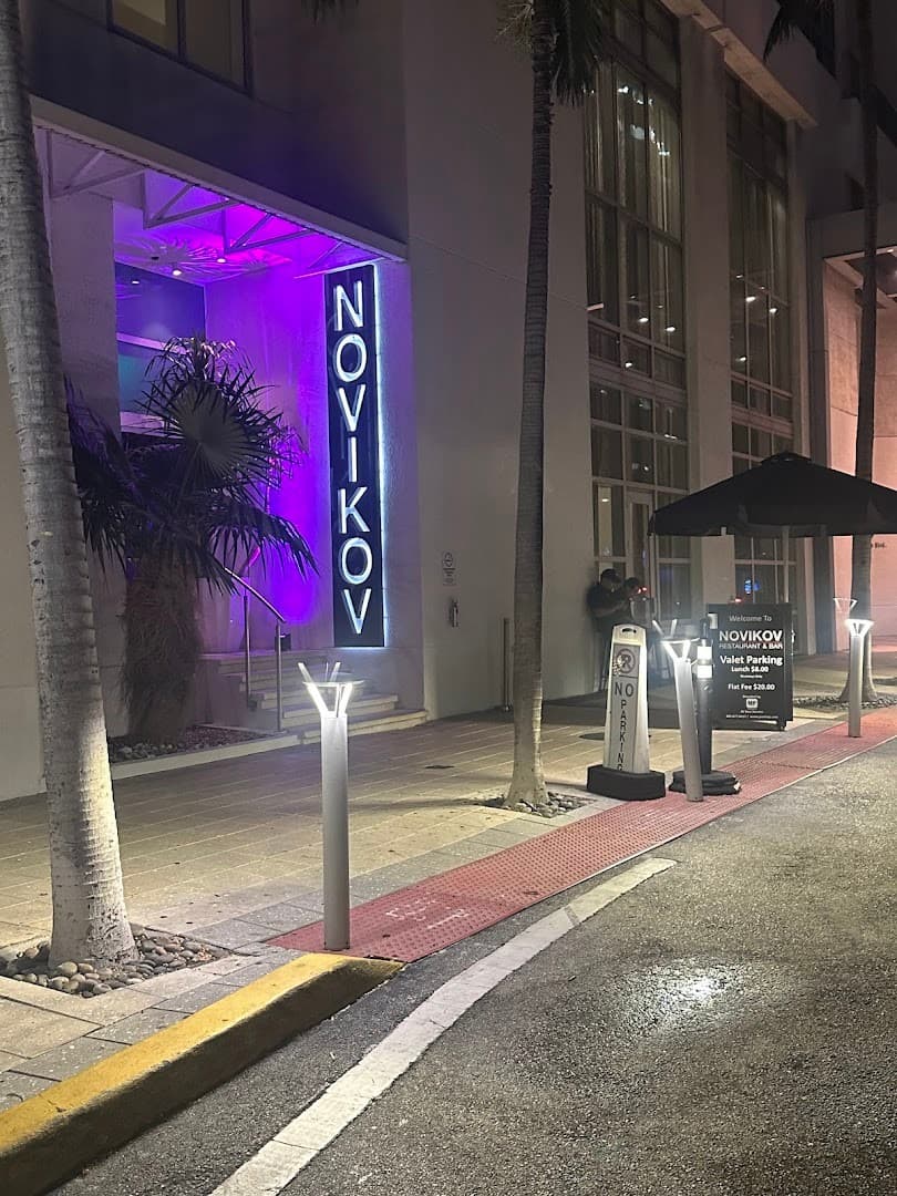 Novikov Miami restaurant entrance at night