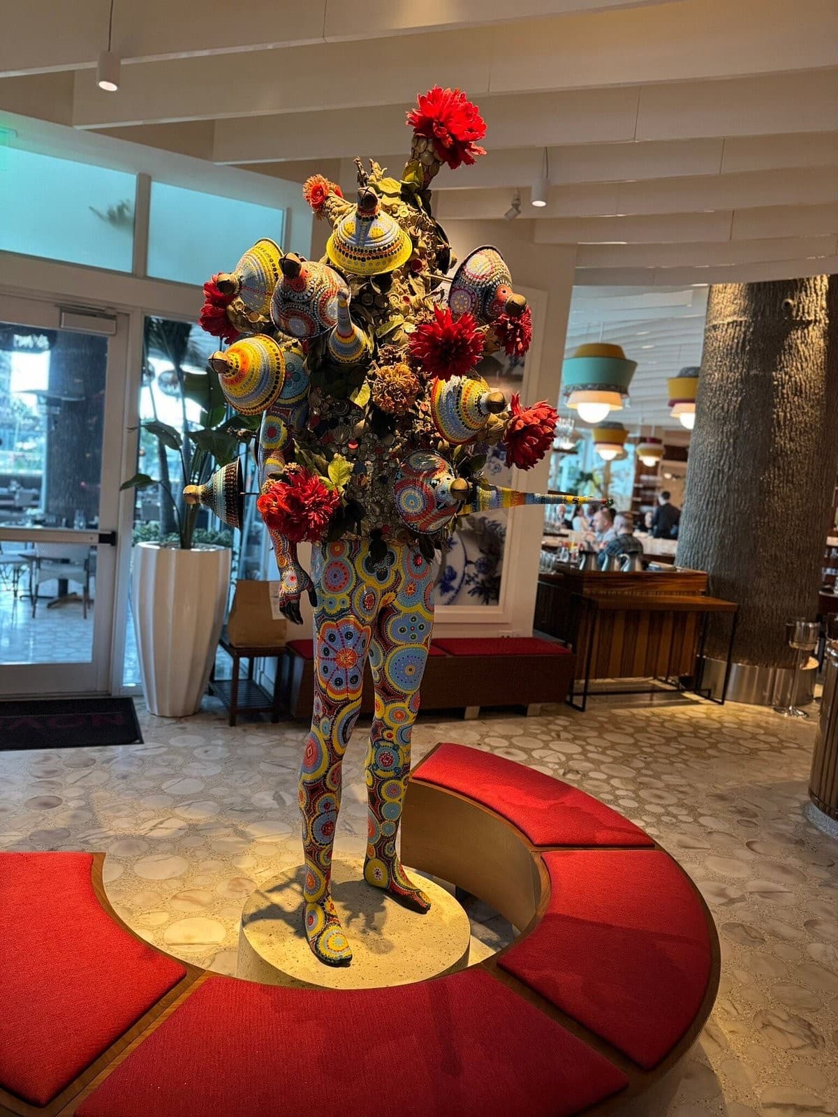 Artistic interior decor at Novikov Miami restaurant