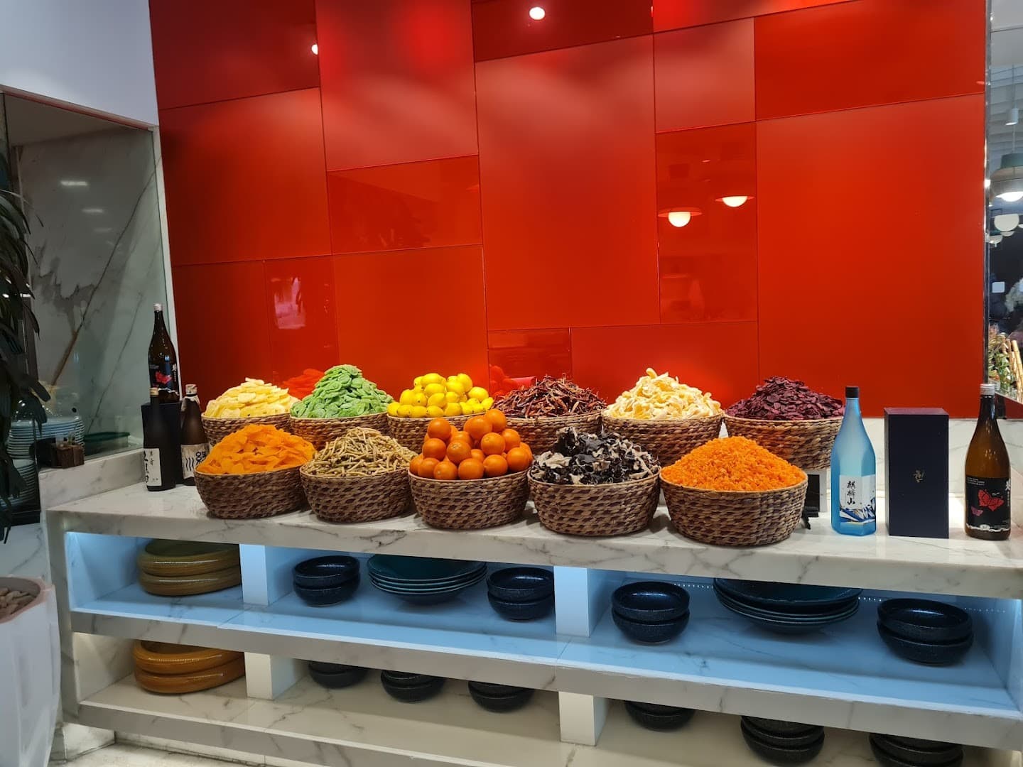 Colorful display of ingredients at Novikov Miami