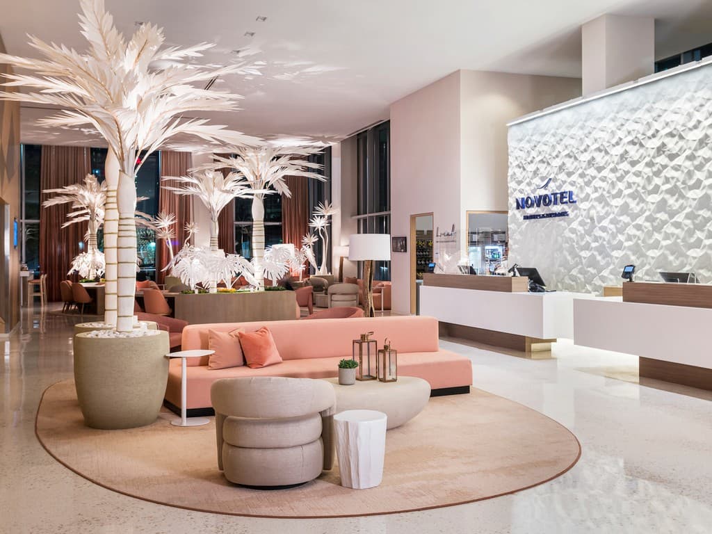 Modern lobby at Novotel Miami Brickell hotel