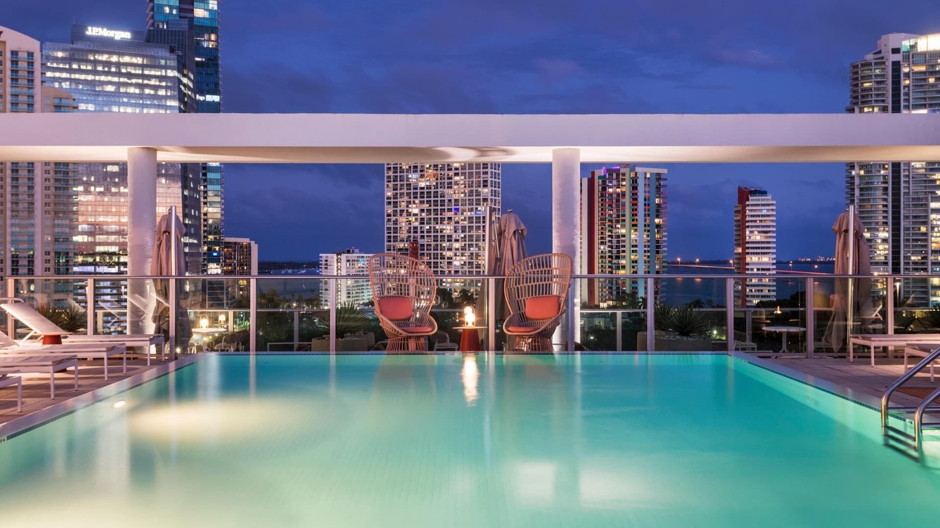 Novotel Miami Brickell rooftop pool view at night