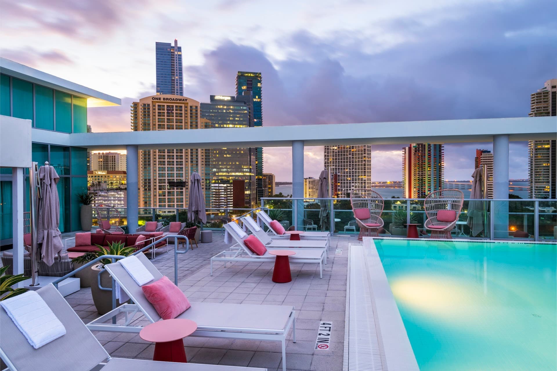 Rooftop pool at Novotel Miami Brickell with city view
