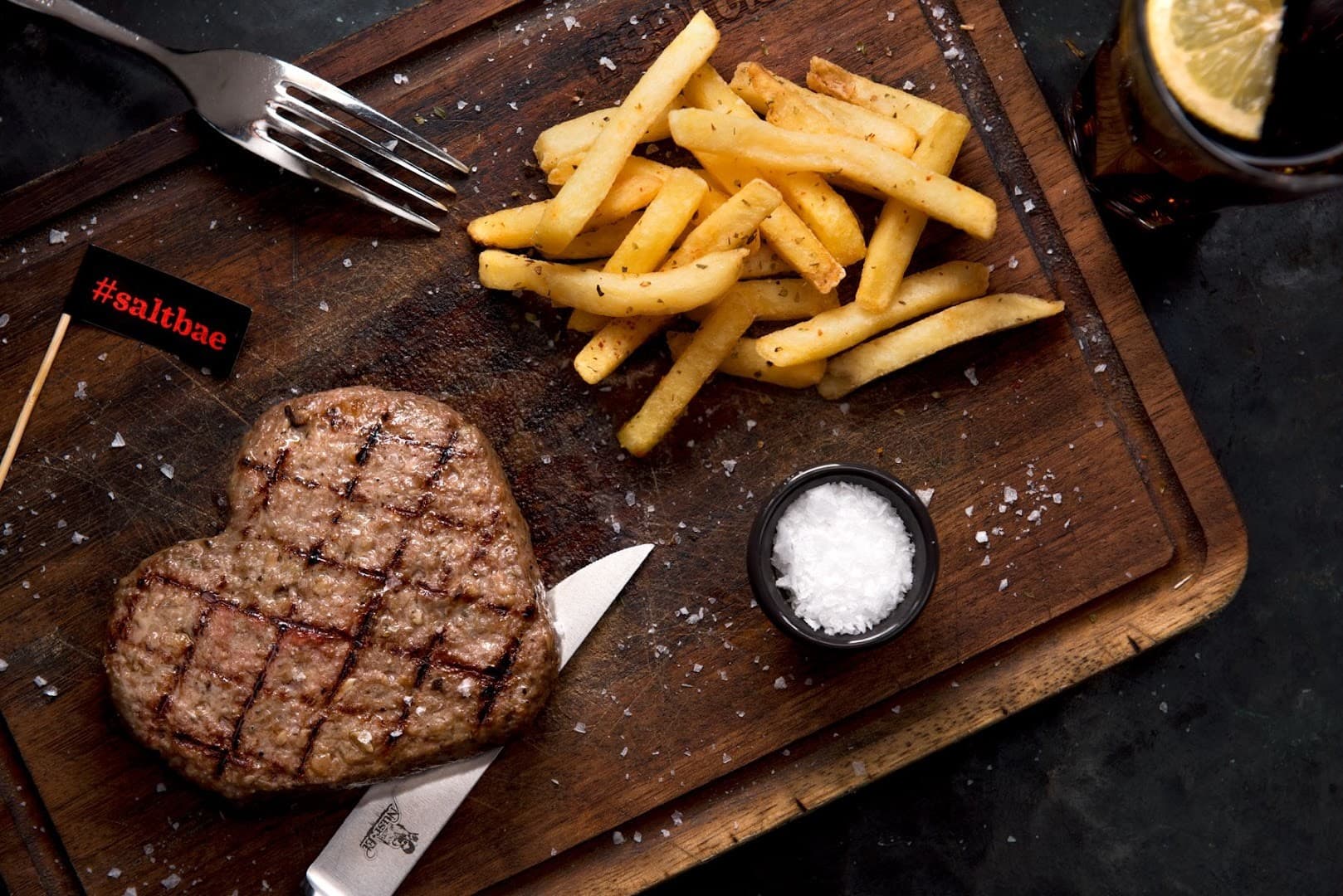 Heart-shaped steak at Nusr-Et Steakhouse in Miami